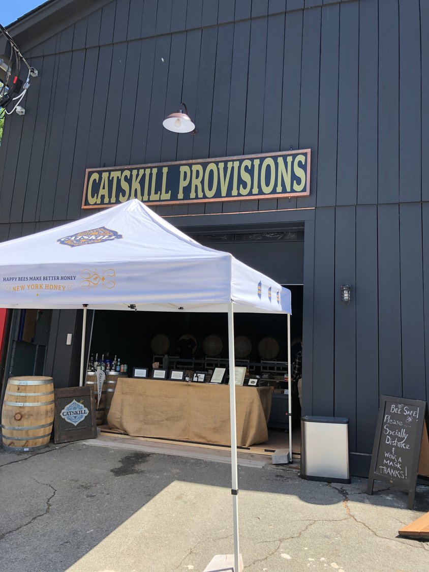 The COVID-safe booth in front of Catskill Provisions new tasting room Memorial Day weekend...